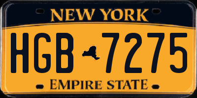 NY license plate HGB7275