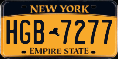 NY license plate HGB7277