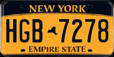 NY license plate HGB7278