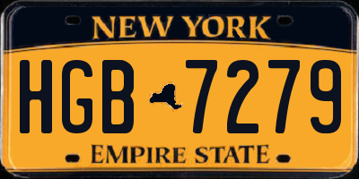 NY license plate HGB7279