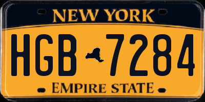 NY license plate HGB7284