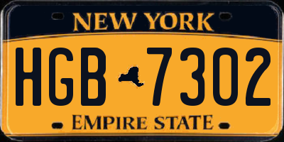 NY license plate HGB7302