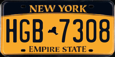NY license plate HGB7308