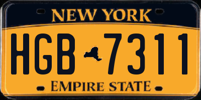 NY license plate HGB7311