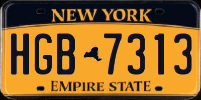 NY license plate HGB7313
