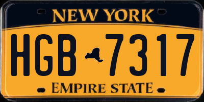NY license plate HGB7317