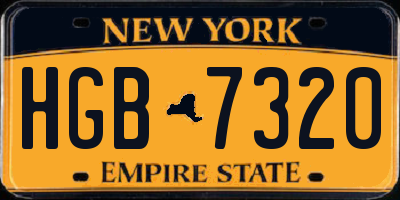 NY license plate HGB7320