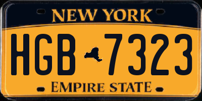 NY license plate HGB7323