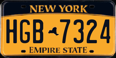 NY license plate HGB7324