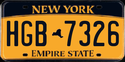 NY license plate HGB7326