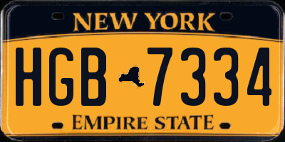 NY license plate HGB7334