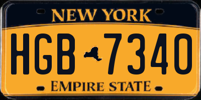 NY license plate HGB7340