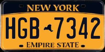 NY license plate HGB7342