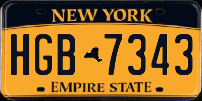 NY license plate HGB7343