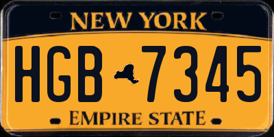 NY license plate HGB7345