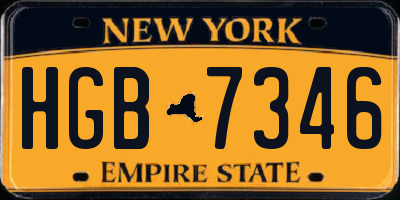 NY license plate HGB7346