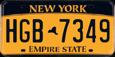 NY license plate HGB7349