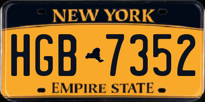 NY license plate HGB7352