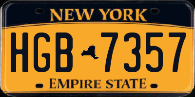 NY license plate HGB7357