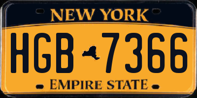 NY license plate HGB7366