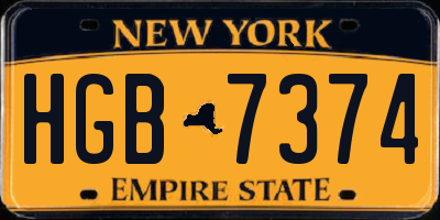 NY license plate HGB7374