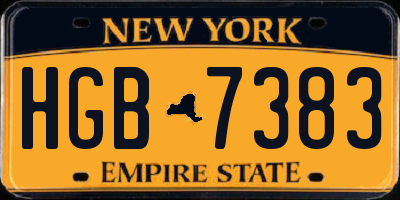 NY license plate HGB7383