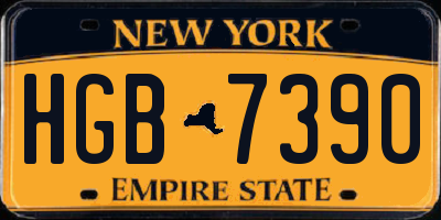 NY license plate HGB7390