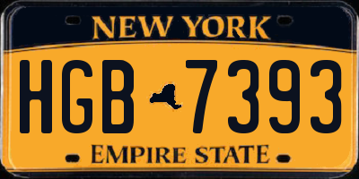 NY license plate HGB7393