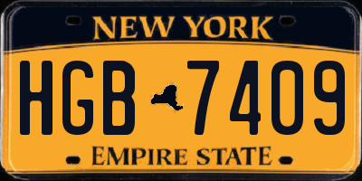 NY license plate HGB7409