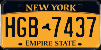 NY license plate HGB7437