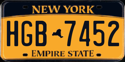 NY license plate HGB7452
