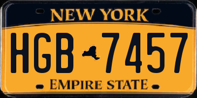 NY license plate HGB7457