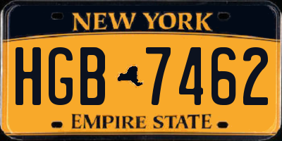 NY license plate HGB7462