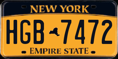 NY license plate HGB7472