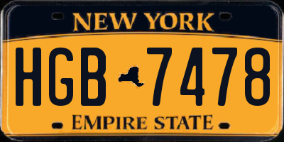 NY license plate HGB7478