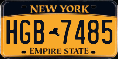 NY license plate HGB7485