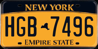 NY license plate HGB7496