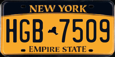 NY license plate HGB7509