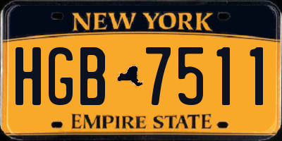 NY license plate HGB7511