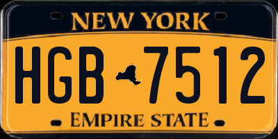 NY license plate HGB7512