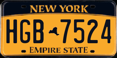 NY license plate HGB7524