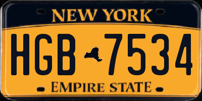 NY license plate HGB7534