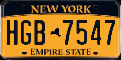 NY license plate HGB7547