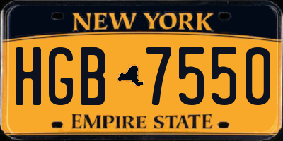 NY license plate HGB7550