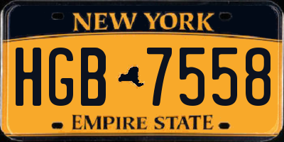 NY license plate HGB7558