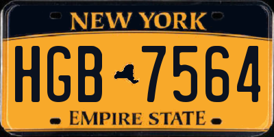 NY license plate HGB7564