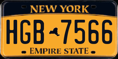 NY license plate HGB7566