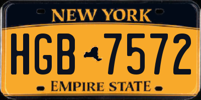 NY license plate HGB7572