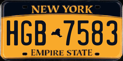 NY license plate HGB7583