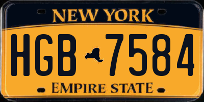 NY license plate HGB7584